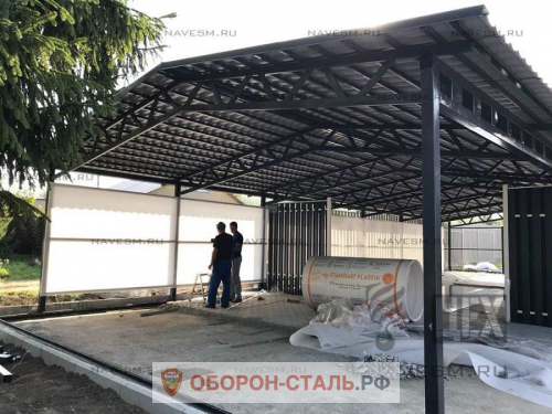 навес из металлочерепицы 17